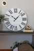 30" White Farmhouse wall clock - In-stock | Ornament in Decorative Objects by Hazel Oak Farms. Item made of wood