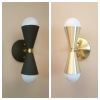 Industrial Black & Gold Light - Modern Linear Sconce - Raw | Sconces by Retro Steam Works. Item composed of brass in minimalism or mid century modern style