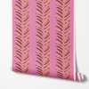 Swipes Fuchsia Wallpaper | Wall Treatments by Color Kind Studio. Item composed of fabric and paper