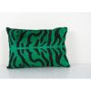 Green Tiger Ikat Velvet Pillow, Handloom Silk Lumbar Cushion | Pillows by Vintage Pillows Store