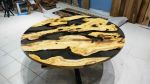 Custom Order Round Olive Smoke Epoxy Dining Table, Diameter | Tables by LuxuryEpoxyFurniture. Item made of wood with synthetic