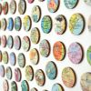Vintage World Map Dots Collage, Circle | Paintings by Amelia Coward