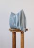 Sea Blue Linen with Embroidered Stripes Pillow 14x22 | Pillows by Vantage Design