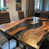 Dark Walnut Smoke Epoxy Table, Live Edge Dining Resin Table | Dining Table in Tables by LuxuryEpoxyFurniture. Item made of wood with synthetic