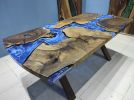 Custom Order Living Edge Ocean Sea Epoxy Resin Table | Dining Table in Tables by LuxuryEpoxyFurniture. Item made of wood & synthetic
