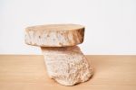 PRIMITIF side table or stool | Tables by VANDENHEEDE FURNITURE-ART-DESIGN. Item composed of wood and stone in boho or japandi style