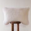 White Faux Fur Large Lumbar Pillow 16x24 | Pillows by Vantage Design