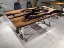 Black Resin Dining Table - Custom Made Epoxy Table | Tables by Tinella Collection. Item composed of wood and aluminum in art deco or asian style