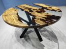 Custom Order 52" Olive Clear Round Epoxy Dining Table | Tables by LuxuryEpoxyFurniture. Item composed of wood and synthetic