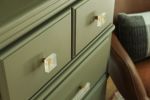 Glassia Wispy White Circle Knob | Hardware by Windborne Studios. Item composed of brass and glass