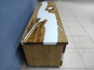 Chestnut Tree White Epoxy Resin Television unit | Media Console in Storage by LuxuryEpoxyFurniture. Item made of wood & synthetic