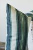 Grey & Blue Stripes Printed on Linen Pillow 20x20 | Pillows by Vantage Design