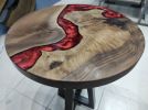 Custom Order 24 " Round Walnut Metallic Red Epoxy Dining | Dining Table in Tables by LuxuryEpoxyFurniture. Item composed of wood and synthetic