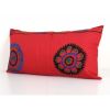 Suzani Long Red Bedding Pillow, Extra Long Turkish Pillow Co | Cushion in Pillows by Vintage Pillows Store