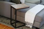 Solid Ash Wood & Black Metal C Table with Black Stain | Side Table in Tables by Hazel Oak Farms. Item composed of wood and steel