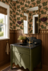 Gingko Vignette Wallpaper, olive green and peach | Wall Treatments by Samantha Santana Wallpaper & Creative Studio