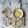 Coasters Merino Wool Felt Geo Jazz Ochre on Raw White | Tableware by Lorraine Tuson