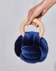 Midnight Blue Velvet Knot Door Stop\ Accent Piece | Clamp in Hardware by Knots Studio. Item composed of wood and fabric