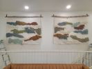 Diptych Woven Wall Art | Tapestry in Wall Hangings by MossHound Designs by Nicole Hemmerly | Palm Folly Hard Seltzer in Santa Rosa Beach. Item composed of cotton & leather compatible with mid century modern and contemporary style