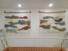 Diptych Woven Wall Art | Tapestry in Wall Hangings by MossHound Designs | Palm Folly Hard Seltzer in Santa Rosa Beach. Item composed of cotton & leather compatible with mid century modern and contemporary style