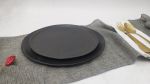 Matte Black Ceramic Plates Set | Dinnerware by YomYomceramic. Item composed of ceramic