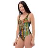 One Piece Swimsuit - Organic Life - Abstract Geometric Art | Work by Eman's Gallery