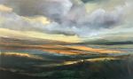 Orange Warm, abstracted landscape | Oil And Acrylic Painting in Paintings by Caroline Adams. Item made of canvas