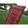 Long Gallery Turkish Runner With Geometric Tribal Medallions | Runner Rug in Rugs by Vintage Pillows Store. Item composed of cotton and fiber