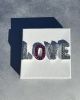 Love with Pink "O" Crystal 4" x 4" | Mixed Media in Paintings by Emeline Tate. Item composed of canvas and synthetic