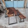 Walnut Clear Epoxy Resin Table, Custom River Table | Dining Table in Tables by Ironscustomwood. Item made of walnut with bronze works with contemporary & country & farmhouse style