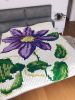 XXL Crochet pixel purple flower blanket | Linens & Bedding by Awesome Knots. Item made of cotton with synthetic