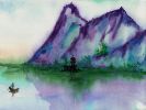 Fishing at Dawn | Watercolor Painting in Paintings by Brazen Edwards Artist. Item composed of canvas & paper