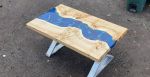 Resin Coffee Table, Epoxy Dining Table, Blue White Ocean | Tables by LuxuryEpoxyFurniture. Item composed of wood & synthetic