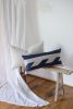 Beige & Navy Wool with Stripe Motif Lumbar 12x24 | Pillow in Pillows by Vantage Design
