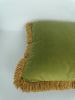Olive green velvet pillow // green velvet cushion // green | Pillows by Velvet Fringe
