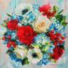 Bridal flowers portraits painting canvas original art red | Oil And Acrylic Painting in Paintings by Natart. Item composed of canvas and synthetic