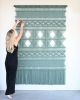 Turquoise Blue Textile Artwork - PALLAVI | Wall Hangings by Rianne Aarts / Teddy and Wool Studio