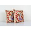 Suzani Textile Throw Pillow, Silk Cotton Blend Peacock Desig | Cushion in Pillows by Vintage Pillows Store