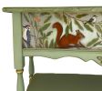Hand-Painted Woodland Scene Solid Wood Narrow Console Table, Custom Art Furniture, Sage Green Finish | Tables by Birds and Gardens Inc. Item made of wood works with country & farmhouse & eclectic & maximalism style