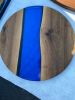 Round Blue Walnut Epoxy Resin River Rustic Solid Coffee | Coffee Table in Tables by Tinella Collection. Item composed of walnut & synthetic