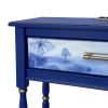 Hand-Painted Blue Console Table, Custom Statement Furniture, Gold Accents, Bohemian Blue Finish | Tables by Birds and Gardens Inc. Item composed of maple wood compatible with boho and contemporary style