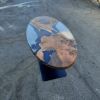 Custom Walnut Epoxy Oval Dining Table | Tables by Ironscustomwood. Item made of walnut & metal