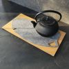 Oak wood and grey felt serving tray "Pond" for snacks, 1 pc. | Placemat in Tableware by DecoMundo Home. Item composed of oak wood and fabric in minimalism or modern style