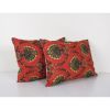 Pair Old Uzbek Trade Cloth Pillow, Set of Two Vintage Floral | Cushion in Pillows by Vintage Pillows Store