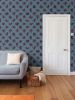 Trellis - Magnolia Flowers - Dark Magenta Reverse Blue Green | Wallpaper in Wall Treatments by Sean Martorana. Item made of paper