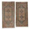 Set of Two Low Pile Turkish Hand Knotted Door Runner Rug | Rugs by Vintage Pillows Store. Item made of cotton with fiber