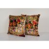 Set of Two Bohemian Floral Velvet Matching Pillow Case, Pair | Sham in Linens & Bedding by Vintage Pillows Store. Item composed of cotton