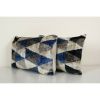 Handmade Triangle Ikat Velvet Pillow, Set of Two Blue Woven | Sham in Linens & Bedding by Vintage Pillows Store. Item made of cotton with fiber