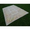 Vintage Hand-Knotted Orange Low Pile Wool Oushak Rug | Area Rug in Rugs by Vintage Pillows Store. Item composed of fabric and fiber