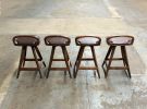 Mid-Century Modern Swivel Counter Stool – Solid Wood Tractor Seat Bar Stool with Cushion, Made to Order, Made in USA | Chairs by Marco Bogazzi